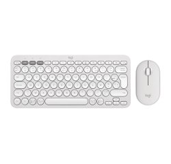 Logitech 920-012210 clavier Souris incluse Universel RF sans fil + Bluetooth AZERTY Français Blanc