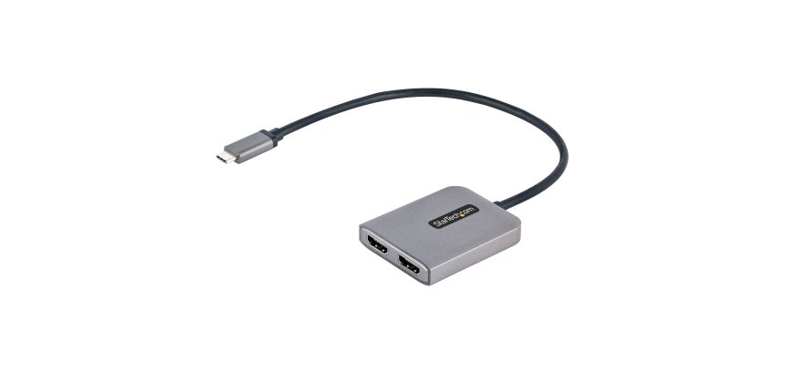 StarTech.com USB-C-zu-Dual-HDMI-Adapter, USB-C-Multi-Monitor-Hub MST, Dual 4K 60Hz HDMI-Bildschirm für Laptop-Extender/Splitter, HDR, extra langes integriertes Kabel - Nur Windows