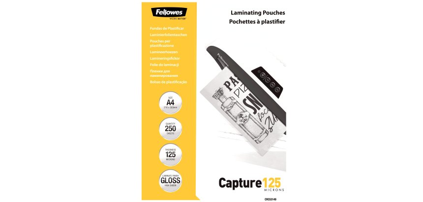 Pochettes de plastification Fellowes A4 - 2 x 125 µ - Brillant - Boîte de 250