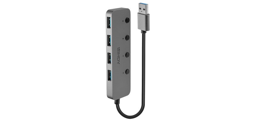 Lindy 43309 hub de interfaz USB 3.2 Gen 1 (3.1 Gen 1) Type-A 5 Mbit/s Gris