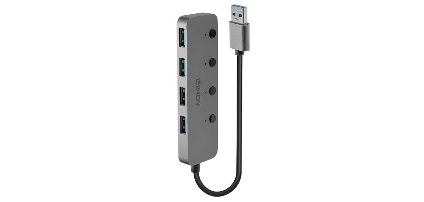 Lindy 43309 hub de interfaz USB 3.2 Gen 1 (3.1 Gen 1) Type-A 5 Mbit/s Gris