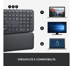Logitech ERGO K860 for Business - Tastiera split ergonomica - Design ergonomico, tecnologia Logi Bolt sicura, Bluetooth, certificazione globale, Windows/Mac/Chrome/Linux - Graphite