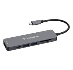 Verbatim USB-C Essentials Multiport Hub 6 ports: HDMI, USB-C PD, USB-A 3.2 Gen 1, USB-A, SD & microSD