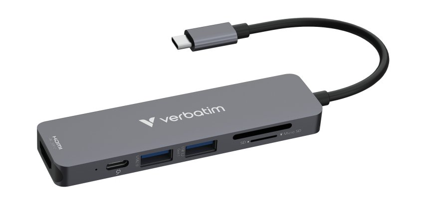 Verbatim USB-C Essentials Multiport Hub 6 ports: HDMI, USB-C PD, USB-A 3.2 Gen 1, USB-A, SD & microSD