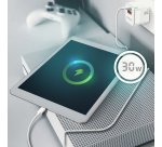 AISENS Cargador Gan 30W, 1xUSB-C PD3.0 QC4.0, 1xUSB-A QC3.0, Blanco