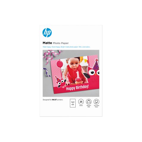HP Papier photo mat, 180 g/m2, 10 x 15 cm (101 x 152 mm), 25 feuilles
