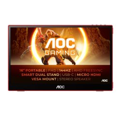 AOC 16G3 TV e monitor portatile Nero, Rosso 39,6 cm (15.6") TFT 1920 x 1080 Pixel