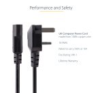 StarTech.com 10ft (3m) UK Computer Power Cable, 18AWG, BS 1363 to C13, 10A 250V, Black Replacement AC Power Cord, Kettle Lead / UK Power Cord, PC Power Supply Cable, TV/Monitor Power Cable