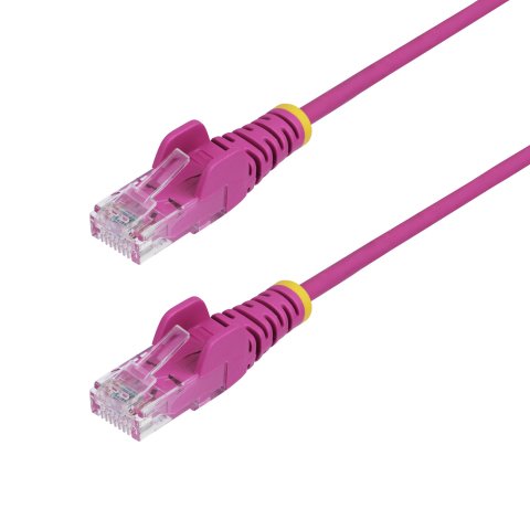 StarTech.com Cable de Red Ethernet CAT6 Delgado sin Enganches Rosa de 2,5m - Cable RJ45 Snagless Slim 28AWG - Alambre de Cobre Puro - PoE 100W - con Alivios de Tensión - LSZH - Probado con Fluke