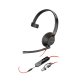 Poly Micro-casque monaural USB-C Blackwire 5210 + prise 3,5 mm + adaptateur USB-C/A (lot)