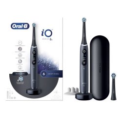 Brosse à dents électrique Oral B iO 8S Brosse A Dents Electrique Noire connectee Bluetooth, 2 Brossettes, 1 Etui De Voyage