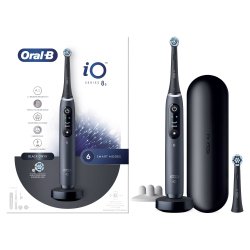 Brosse à dents électrique Oral B iO 8S Brosse A Dents Electrique Noire connectee Bluetooth, 2 Brossettes, 1 Etui De Voyage