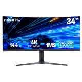 Nilox MONITOR 34" NXM344KD11 ULTRAWIDE 4K CURVO 144HZ 2HDMI 2DP 1MS MMDIA pantalla para PC 86,4 cm (34") 3440 x 1440 Pixeles UltraWide Quad HD LED Negro