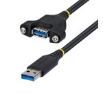 StarTech.com Cable de Montaje en Panel USB-A de 2m - Alargador USB Macho a Hembra - Cable Adaptador Extensor USB de 5Gbps