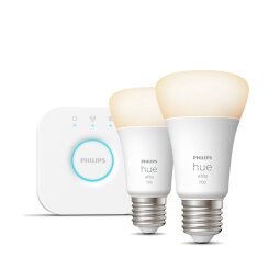 PHILIPS HUE Lumière connectée Philips HW Kit de démarrage 9.5W E27 x2