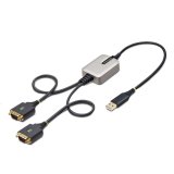 StarTech.com Adaptateur USB vers Série de 2 Ports de 60cm, Vis/Écrous DB9 Interchangeables, COM Rétention, Câble Convertisseur USB-A vers DB9 RS232, FTDI, Protection ESD Niveau 4, Windows/macOS/ChromeOS/Linux