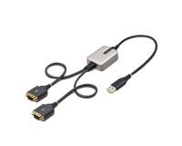 StarTech.com Adaptateur USB vers Série de 2 Ports de 60cm, Vis/Écrous DB9 Interchangeables, COM Rétention, Câble Convertisseur USB-A vers DB9 RS232, FTDI, Protection ESD Niveau 4, Windows/macOS/ChromeOS/Linux