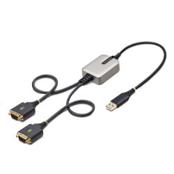StarTech.com Adaptateur USB vers Série de 2 Ports de 60cm, Vis/Écrous DB9 Interchangeables, COM Rétention, Câble Convertisseur USB-A vers DB9 RS232, FTDI, Protection ESD Niveau 4, Windows/macOS/ChromeOS/Linux