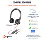 HP Poly Micro-casque Poly Blackwire 3320 stéréo USB-C + adaptateur USB-C/A