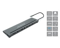 Conceptronic DONN17G base para portátil y replicador de puertos Alámbrico USB 3.2 Gen 1 (3.1 Gen 1) Type-C Gris