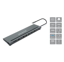 Conceptronic DONN17G base para portátil y replicador de puertos Alámbrico USB 3.2 Gen 1 (3.1 Gen 1) Type-C Gris