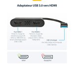 StarTech.com Adaptateur USB 3.0 vers Dual HDMI - 2x1080p / 1x4K 30Hz - Carte Graphique/Vidéo Externe - Adaptateur d'Affichage Double Écran USB Type-A vers HDMI - Uniquement Windows - Noir