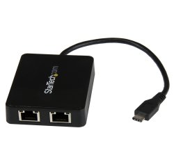 StarTech.com Adaptateur USB-C vers Ethernet Gigabit Double avec Port USB 3.0 (Type-A) - Adaptateur Réseau Gigabit USB Type-C