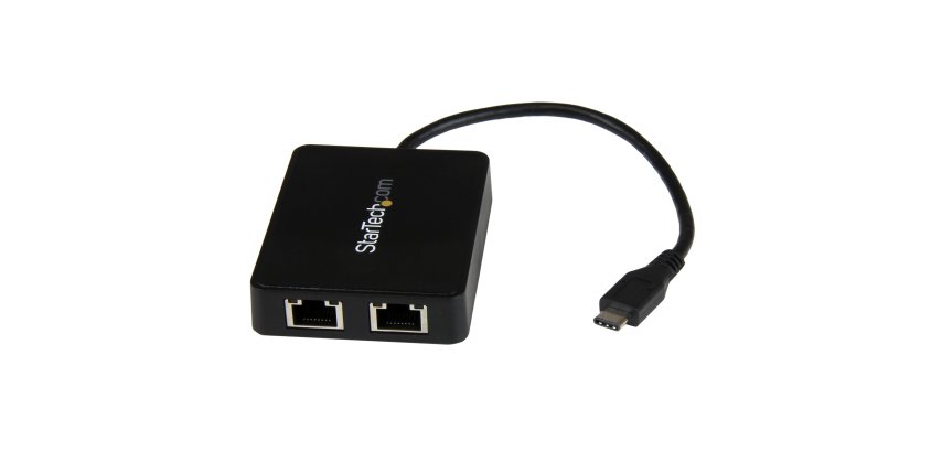 StarTech.com Adaptateur USB-C vers Ethernet Gigabit Double avec Port USB 3.0 (Type-A) - Adaptateur Réseau Gigabit USB Type-C