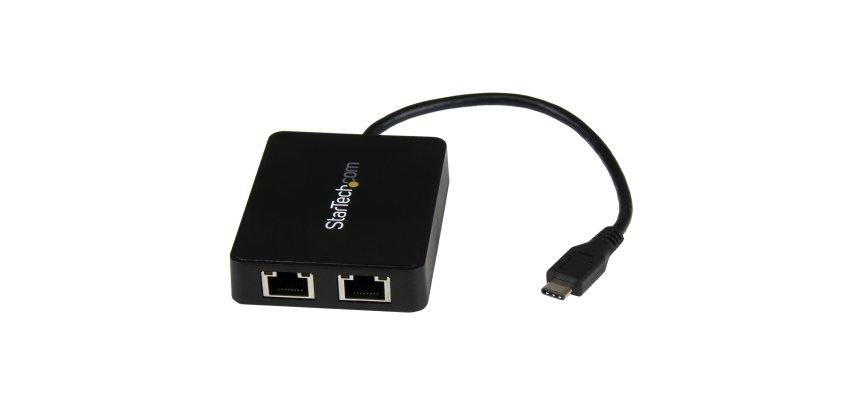 StarTech.com Adaptateur USB-C vers Ethernet Gigabit Double avec Port USB 3.0 (Type-A) - Adaptateur Réseau Gigabit USB Type-C