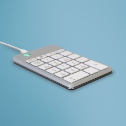 R-Go Tools Clavier R-Go Numpad Break, clavier num&eacute;rique ergonomique avec logiciel de pause, filaire, blanc