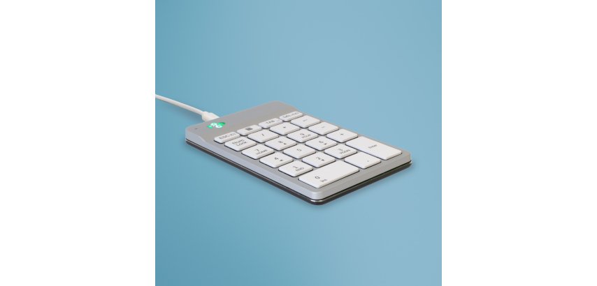 R-Go Tools Teclado numérico R-Go Numpad Break, teclado numérico ergonómico con software de pausa, con cable, blanco