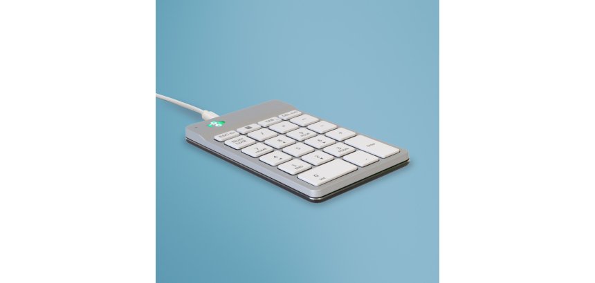 R-Go Tools Clavier R-Go Numpad Break, clavier numérique ergonomique avec logiciel de pause, filaire, blanc