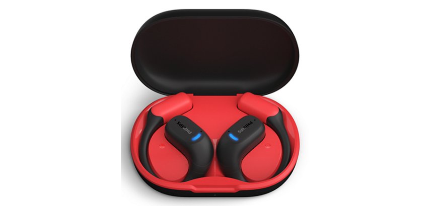 Philips Serie 6000 TAA6709BK/00 cuffia e auricolare True Wireless Stereo (TWS) A clip Sport Bluetooth Nero, Rosso