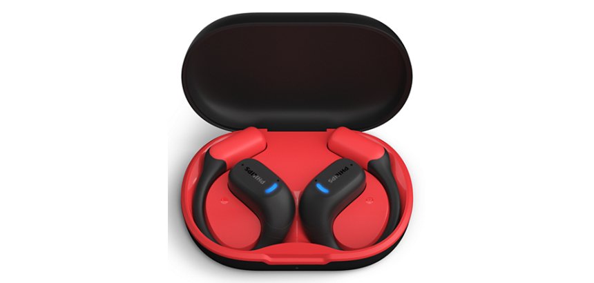 Philips Serie 6000 TAA6709BK/00 cuffia e auricolare True Wireless Stereo (TWS) A clip Sport Bluetooth Nero, Rosso