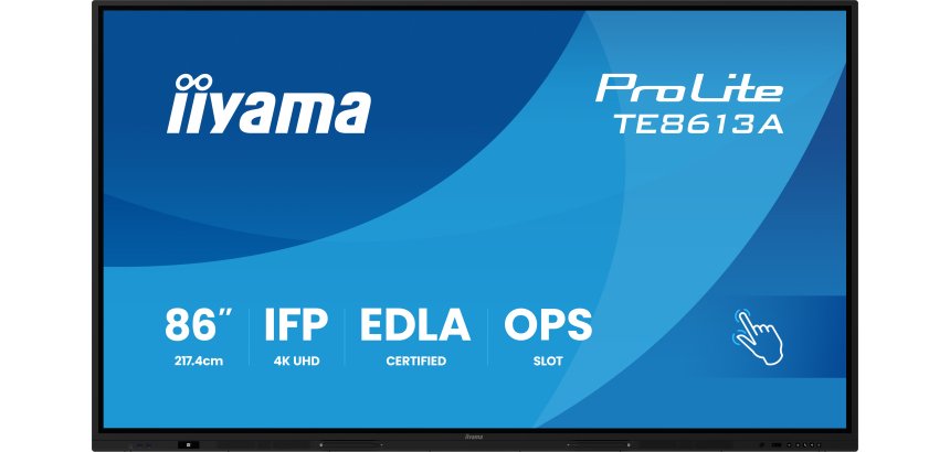 iiyama TE8613A-B3AG Écran d'affichage dynamique Écran plat interactif 2,17 m (85.6") LCD Wifi 500 cd/m² 4K Ultra HD Noir Écran tactile Intégré dans le processeur Android 24/7