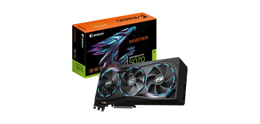 GIGABYTE AORUS GeForce RTX 5070 MASTER 12G Graphics Card - 12GB GDDR7, 192bit, PCI-E 5.0, 2715 MHz Core Clock, 3 x DP 2.1a, 1 x HDMI 2.1b, NVIDIA DLSS 4, GV-N5070AORUS M-12GD