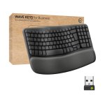 Logitech Wave Keys for Business, tastiera wireless ergonomica con supporto per i polsi imbottito, tecnologia Secure Logi Bolt, Bluetooth, compatibile con Windows/Mac/Chrome/Linux - Grafite
