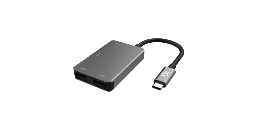 Celly PROHUB4IN1SV hub de interfaz USB 2.0 Type-C Gris