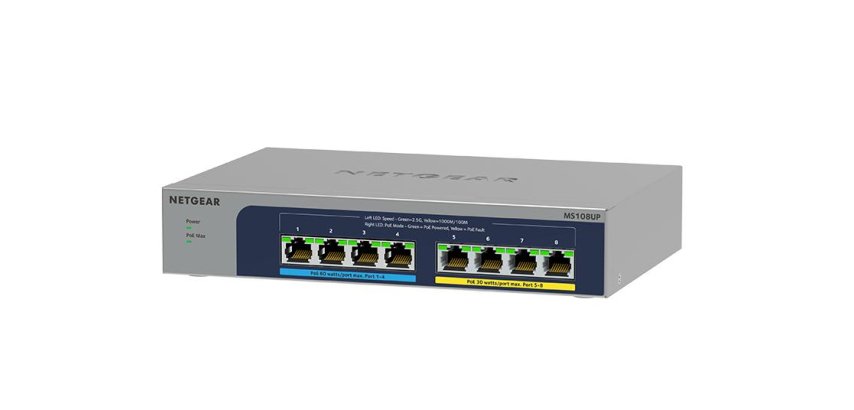 NETGEAR MS108UP Unmanaged 2.5G Ethernet (100/1000/2500) Power over Ethernet (PoE)