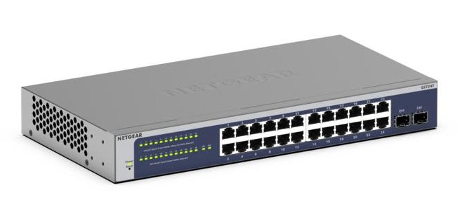 NETGEAR GS724Tv6 Géré L2+/L3 Gigabit Ethernet (10/100/1000) 1U Bleu, Gris