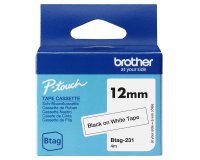 Brother BTAG-231 - Ruban adhésif – noir sur blanc, 12 mm de large, non laminé