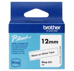 Brother BTAG-231 - Ruban adhésif – noir sur blanc, 12 mm de large, non laminé