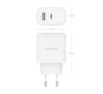 AISENS Cargador GaN 45W, 1xUSB-C PD3.0 QC4.0, 1xUSB-A QC3.0, Blanco