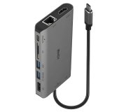 Lindy DST-Mini XT, Mini Docking Station USB-C pour Laptop pour un écran (4K) ou deux écrans (Full HD) & charge 100W