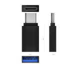 AISENS Mini Adaptador Aluminio USB 3.2 Gen1 3A, Tipo USB-C/M-A/H, Negro
