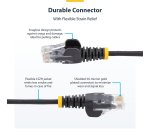 StarTech.com 25cm Black Slim CAT6 Ethernet Cable, Snagless, 100W PoE, UTP, LSZH, 28AWG Pure Bare Copper Wire, Slim RJ45 Network Patch Cord w/Strain Reliefs, Individually Tested