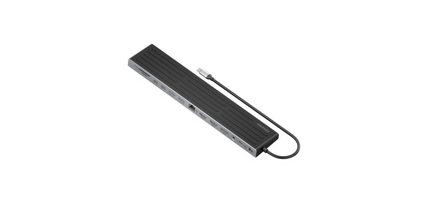 AISENS USB-C Dock 13 en 1, USB-C A 2xHDMI, 1xDisplayPort, 1xRJ45, 3xUSB-A, 2xUSB-C, 1xUSB-C PD, 1xSD, 1xMicro SD, 1xAudio, 1xRanura Kensington, 30cm