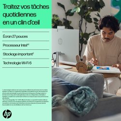 HP 27-cr0008nf Intel® Core™ i5 i5-1335U 68,6 cm (27") 1920 x 1080 pixels PC All-in-One 16 Go DDR4-SDRAM 512 Go SSD Windows 11 Home Wi-Fi 6 (802.11ax) Blanc