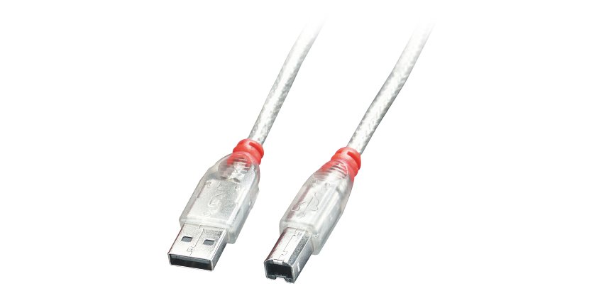 Lindy Câble USB 2.0 de type A vers B, transparent, 5m