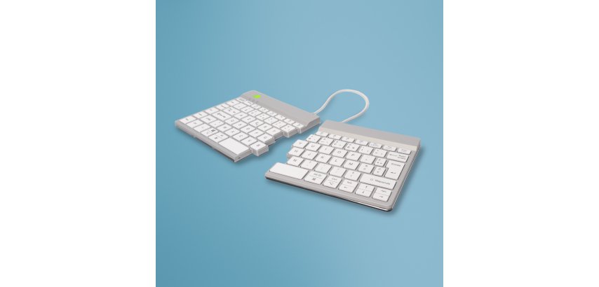 R-Go Tools Clavier ergonomique R-Go Split Break avec logiciel de pause, clavier ergonomique divisé, AZERTY (FR), bluetooth, blanc